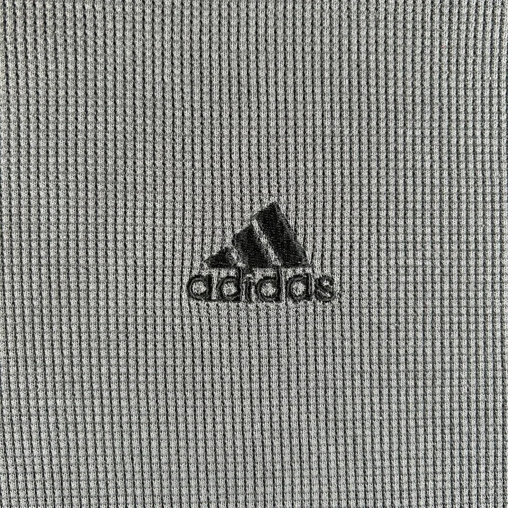 Vintage Adidas Shirt Mens Large Thermal Long Sleeve Waffle Knit 3-Stripes Logo